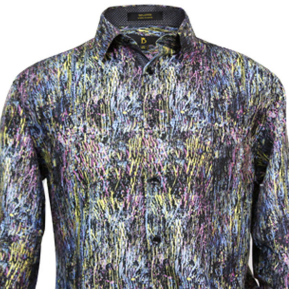 Mens Long Sleeve Astra Print Shirt Big Tall 5XL - Picture 2 of 5